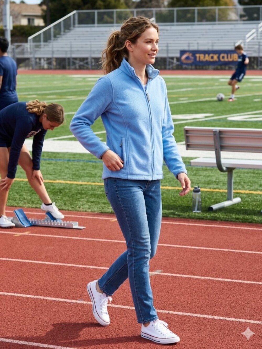 Lands End Light Blue Polar Fleece Full Zip Jacket in Size Small